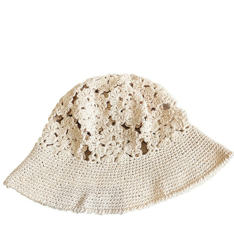 Summer Collapsible Dome Knit Bucket Hat Women Hollow Out