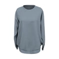 thumbnail image 5 of ManxiVoo Chunky Ribbed Texture Long Sleeve Pullover Sweatshirt for Women Oversized Comfortable Round Neck Top for Fall Fashion XL Size Sky Blue, 5 of 5