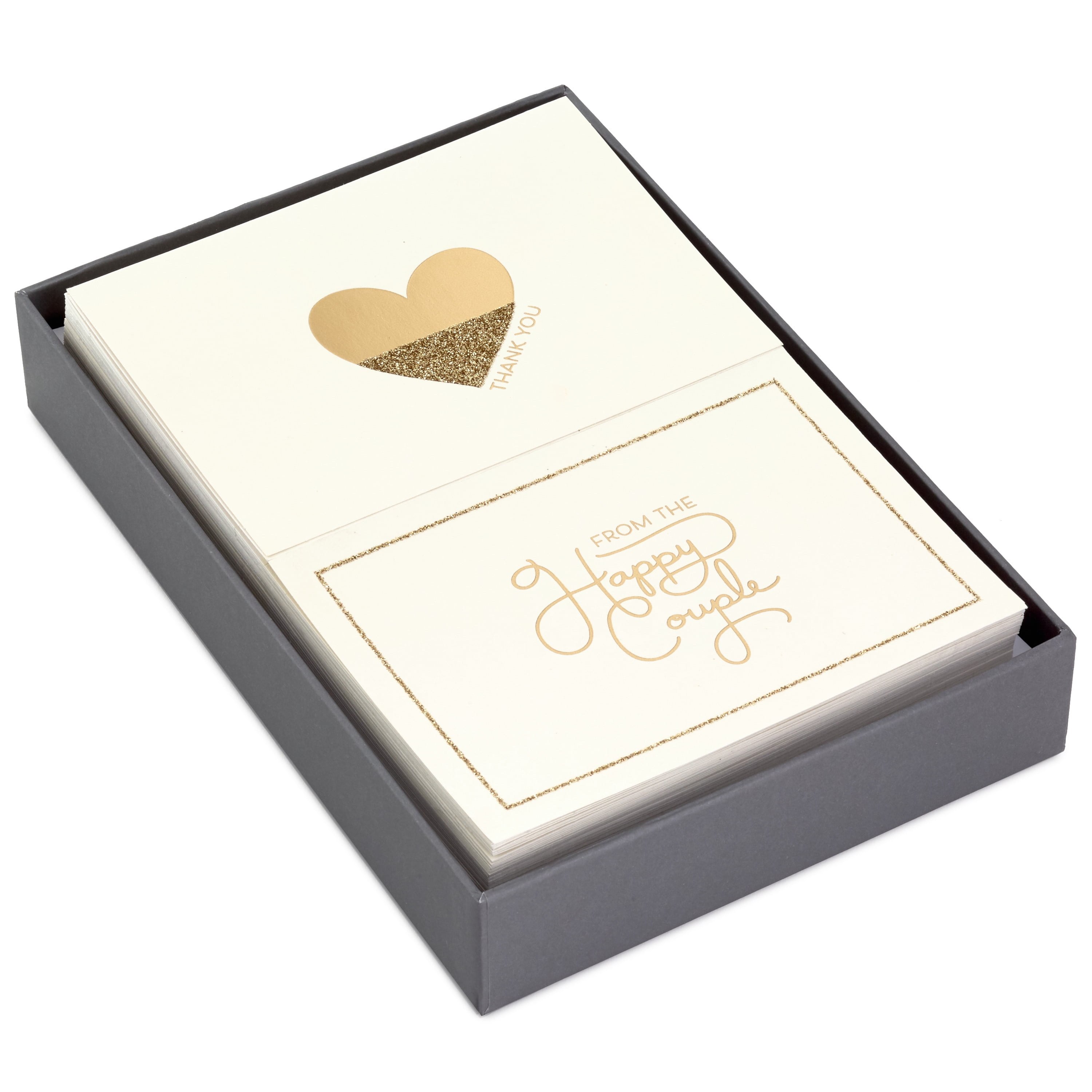 Hallmark Wedding Thank-You Notes, Gold Heart and From the Happy Couple, 50 ct.