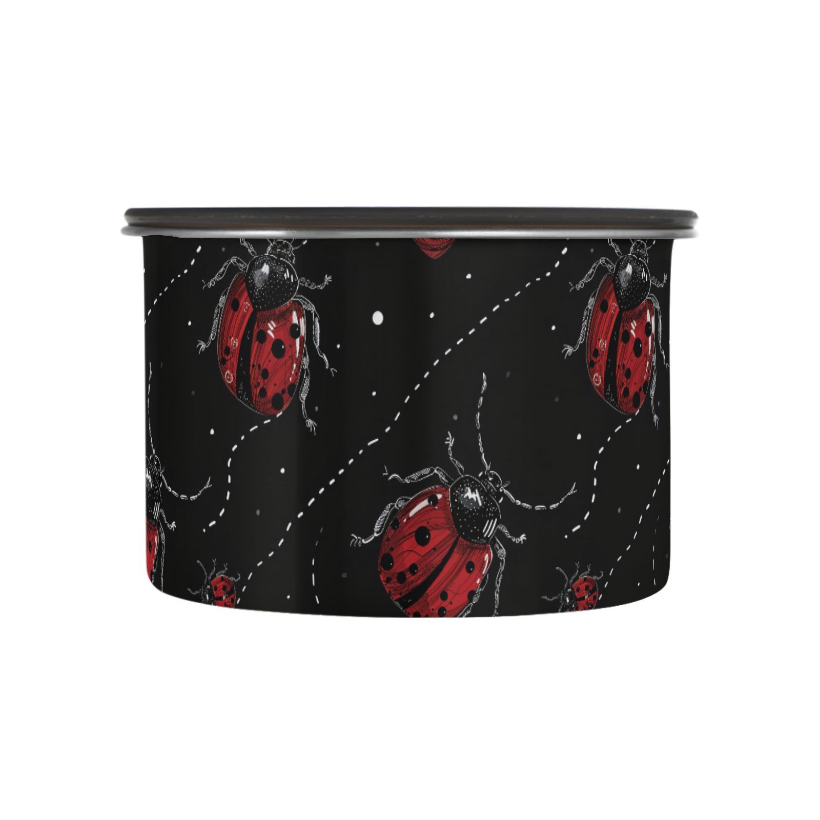 Lady Bug Heart Airtight Coffee Bean Canister 30oz Food Storage Containers with Lids For Gournd, Tea, Sugar, Flour, Rice, Cereal, Candy Cookie Jar