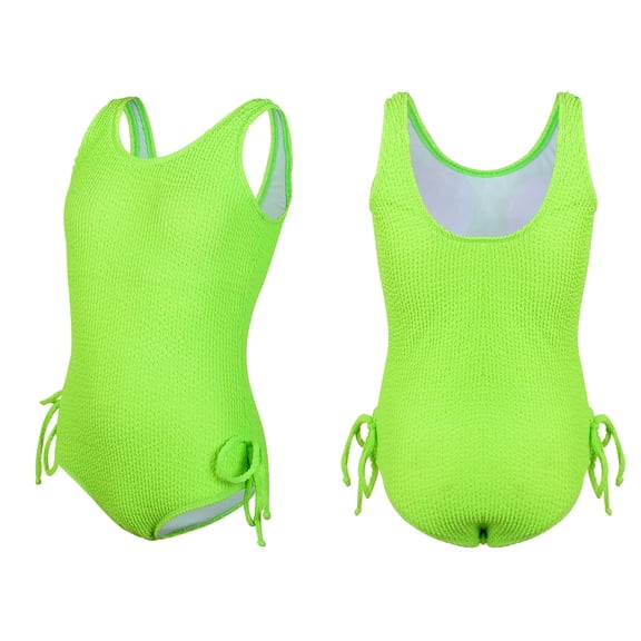 Girls Swimsuit 1 Piece Sleeveless Bathing Suits Quick Dry Beach Swimwear with Solid Color Girls Swimsuit Size 8-10 Years