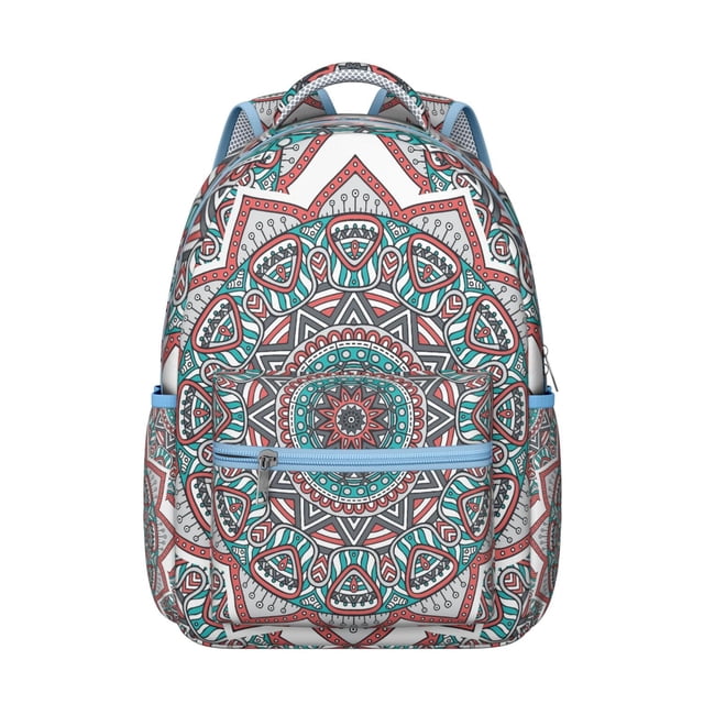 Sacred Symbolic Mandala Students Backpack Fashion Backpack with Vintage Traditional Mandala and Abstract Ornamental Pattern, Comfortable and Durable for School
