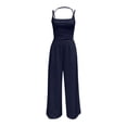 thumbnail image 5 of ZHOGXU Women's Jumpsuit Sleeveless Suspenders Solid Color Wide Leg Comfortable Fashion Romper For Everyday Wear,Blue,Xl, 5 of 6