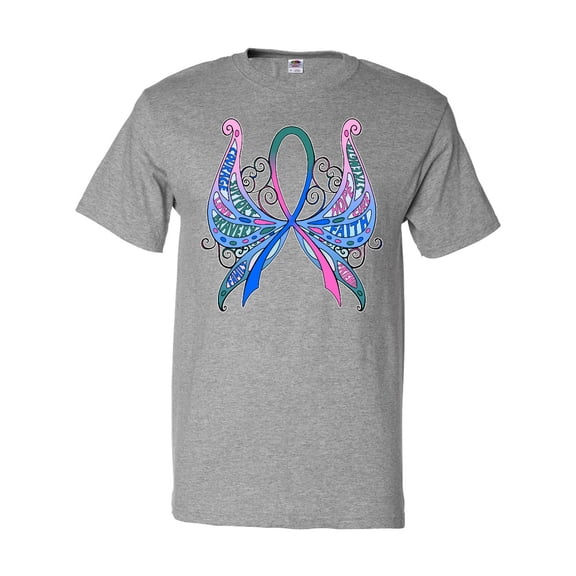 Inktastic Thyroid Cancer Awareness with Butterfly Ribbon Words T-Shirt