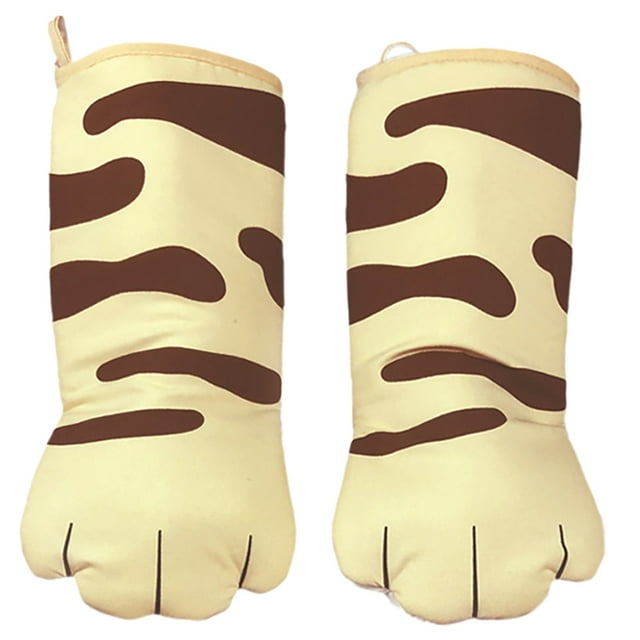 Bangcool Oven Mittens Cat Paws Heatproof Non-slip Cute Long Kitchen Mittens Baking Mitts