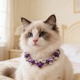 thumbnail image 4 of Adjustable Rhinestone Crystal Pet Necklace, Bling Cat Dog Collar for Small Medium Pets, Wedding Party Holiday Accessory, Pink Yellow Purple, 18-48 cm, 4 of 6