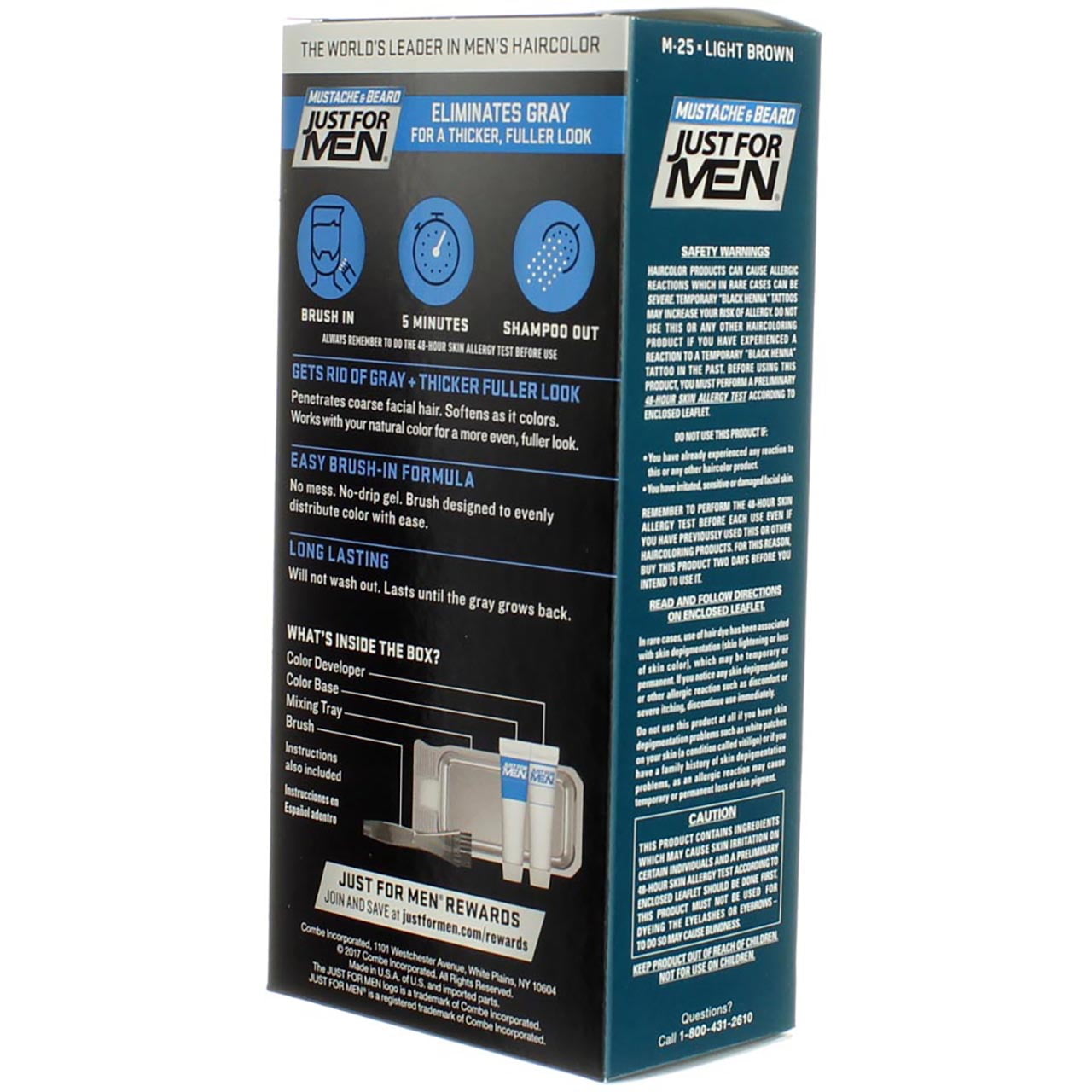 JUST FOR MEN Brush-In Color Gel, Mustache & Beard, M-25 Light Brown 1 ea (Pack of 3)
