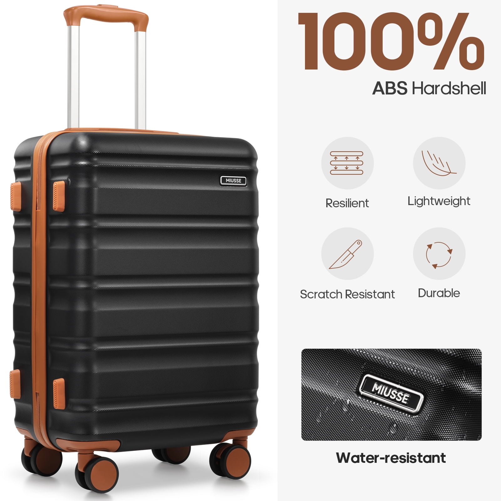 MIUSSE Hard Shell Luggage Sets, 3 Piece Luggage Set, 20/24/28 IN Carry On Luggage with TSA Lock Spinner Wheels, Hard Shell Suitcases Women Men