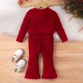 thumbnail image 6 of ﻿ Toddler Baby Girls Clothes Sets Ribbed Knit Long Sleeve Cropped Sweater Tops and Flare Jumpsuit Sets Fall Winter Soft Clothing Set for Girls 6 Years, 6 of 9