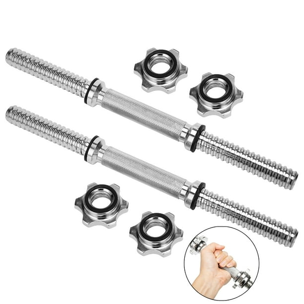 45cm Stainless Steel Chrome Dumbbell Bars,Dumbbell Handles Spinlock Collar Set for Sport Workout