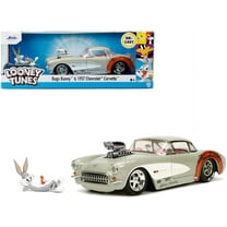1957 Chevrolet Corvette Beige with Pink Interior with Bugs Bunny Figure "Looney Tunes" "Hollywood Rides" Series 1/24 Diecast Model Car by Jada