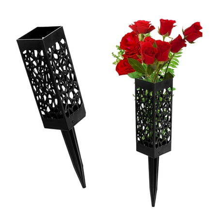 

Ksruee 2 Pcs Cemetery Vases for Flowers | Grave Decorations for Cemetery | Floral Holder with Long Spike Stake and Drainage Holes for Gravestone Graveyard Outdoor Flower Marker