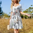 thumbnail image 4 of Vestido de verano de mujer 2025 con estampado de margaritas y flores alegres de manga corta., 4 of 7
