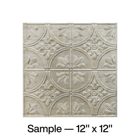 FASÄDE Traditional 1 Decorative Vinyl Glue Up Ceiling Panel in Vintage Metal (12X12 Inch Sample)