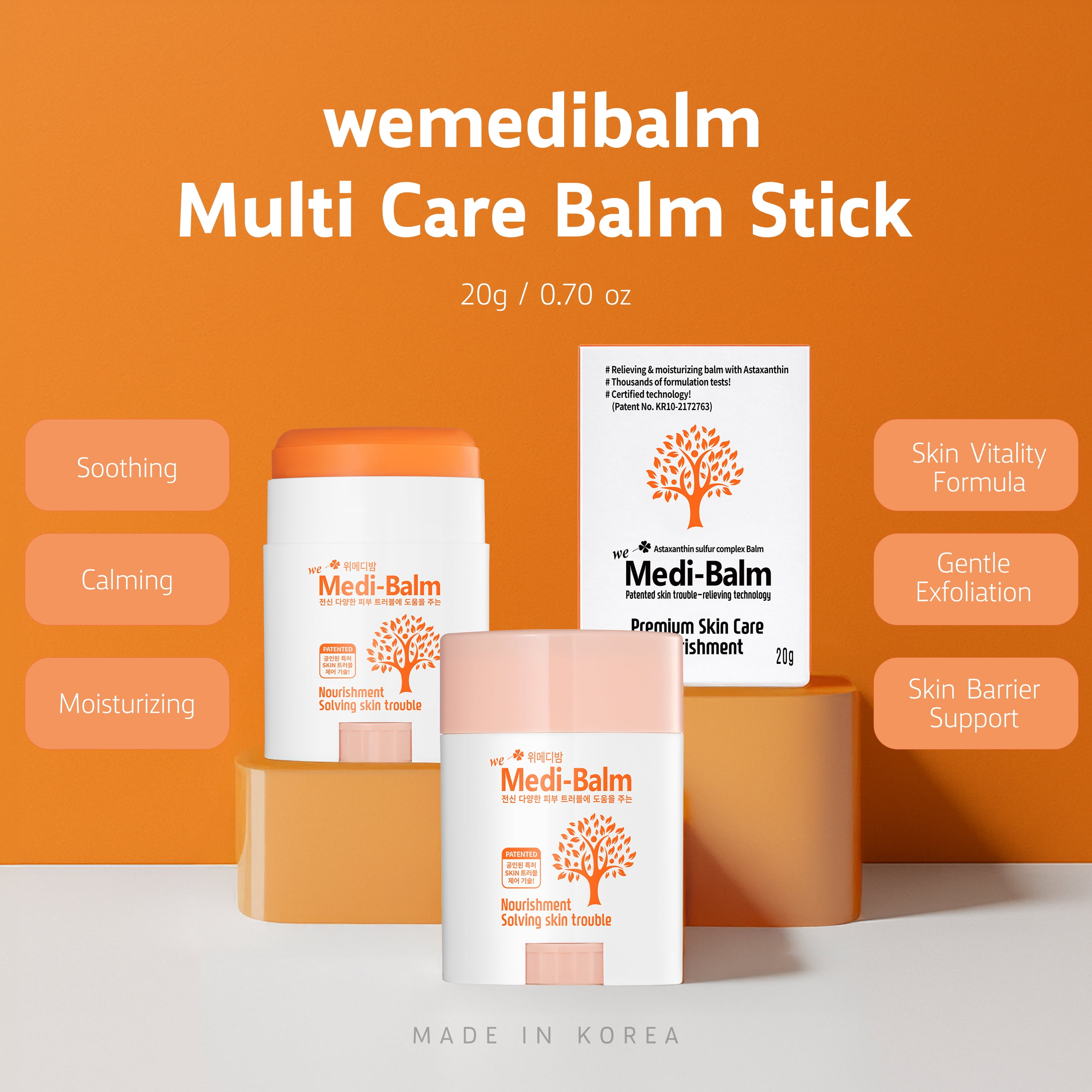 weMedibalm Multi Care Balm Stick, Soothing & Moisturizing for Dry, Hypoallergenic tested, Sensitive Skin, Natural Ingredients , Allergen-Free (20g / 0.70 oz)