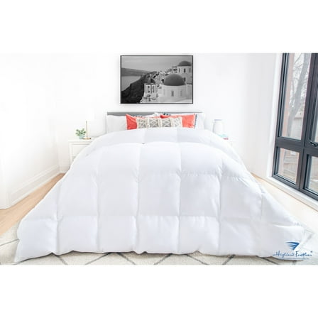 Highland Feather  725 Loft Hutterite White Goose Down Carmel Duvet/Comforter 700TC Casing with Corner Ties Twin/Summer (20oz)