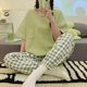 thumbnail image 1 of Conjunto de Pijama de manga corta para Mujer, ropa de dormir de punto a rayas, elegante, 5XL, primavera y verano, 1 of 4