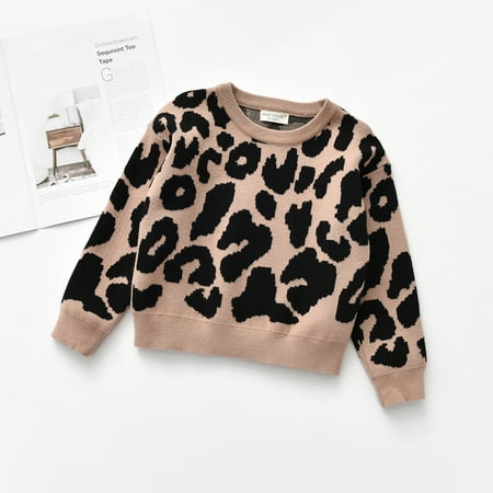 

Cathery Toddler Baby Girl Leopard Print Sweater Infant Kids Casual Shirts Pullover Top T-Shirt Sweatshirts Clothes