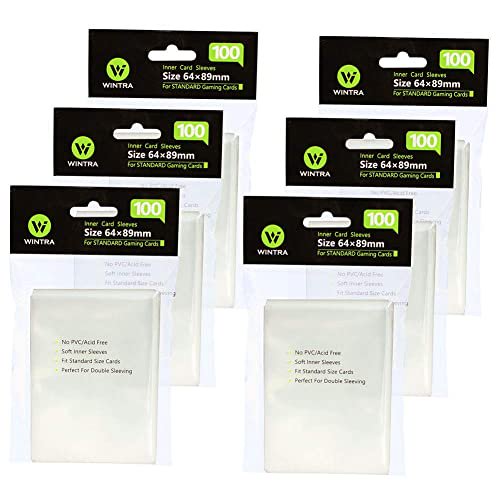WINTRA 600 Count Precise -Fit 64 x 89 mm Clear Inner Card Sleeves, Transparent Soft Card Protectors for Standard Size Cards, Perfect for Double Sleeving