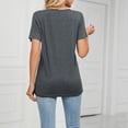 thumbnail image 5 of Womens Shirts Blouse Women's Fashion Button V-Neck Shirt Short Sleeve Casual Cotton Top, 5 of 6