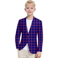 thumbnail image 2 of Jackets for Girls Boys Long Sleeve Plaid Printed Lapel formal Suit Button Fashion Coat Business Suit for Kids Casual Loose Fit, 2 of 3