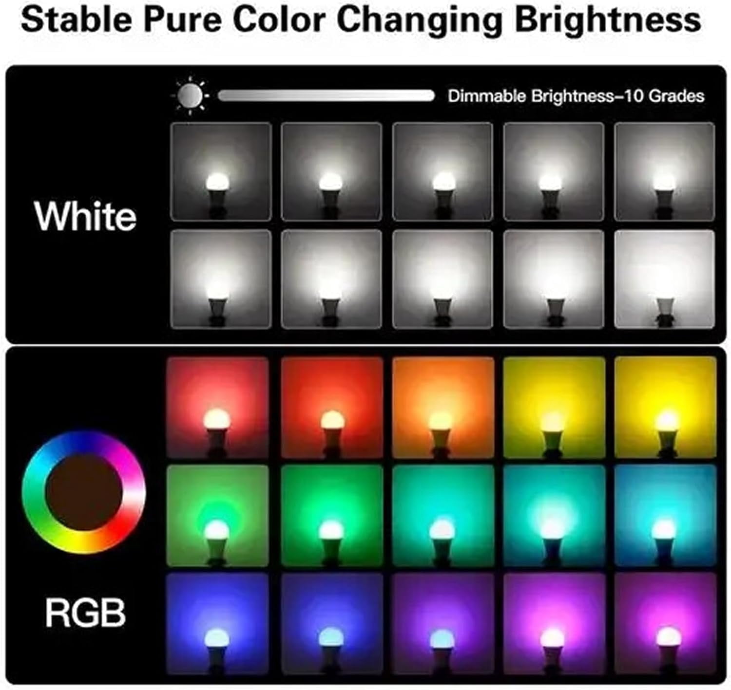 LXYWXS-Color Changing LED Light Bulbs with Remote RGBW Bulb 10W (85W Equivalent),A19 E26/27,Lamp Replace,Warm White,Dimmable Memory Function,Ideal Lighting for Home Decoration,Bar Party (2 Pack)