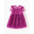 thumbnail image 2 of Vestido Disney Frozen Anna para niñas de tul brillante morado 3-4T, 2 of 5