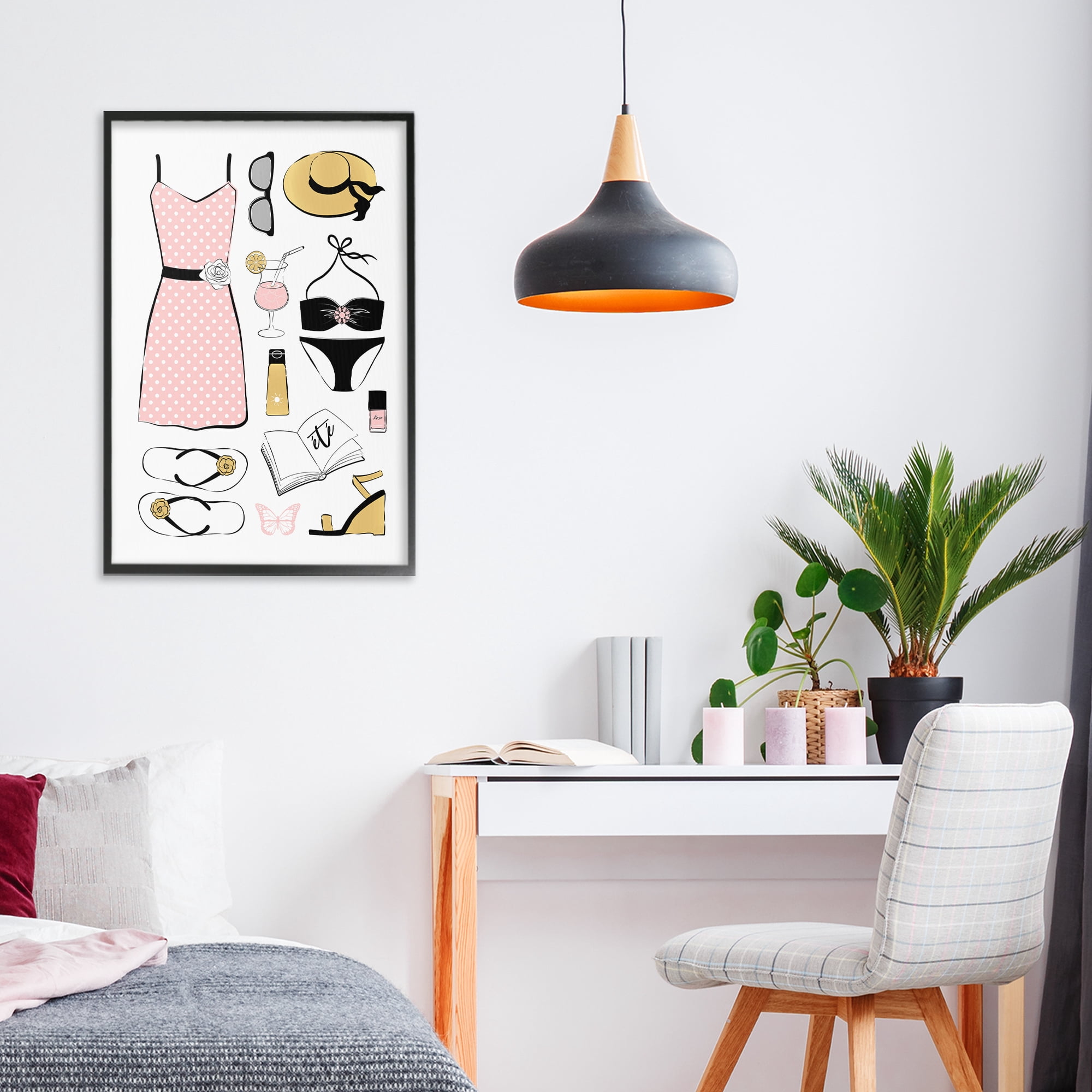 Stupell Industries Summer Vibes Necessities Black Framed Giclee Art, design by Martina Pavlova