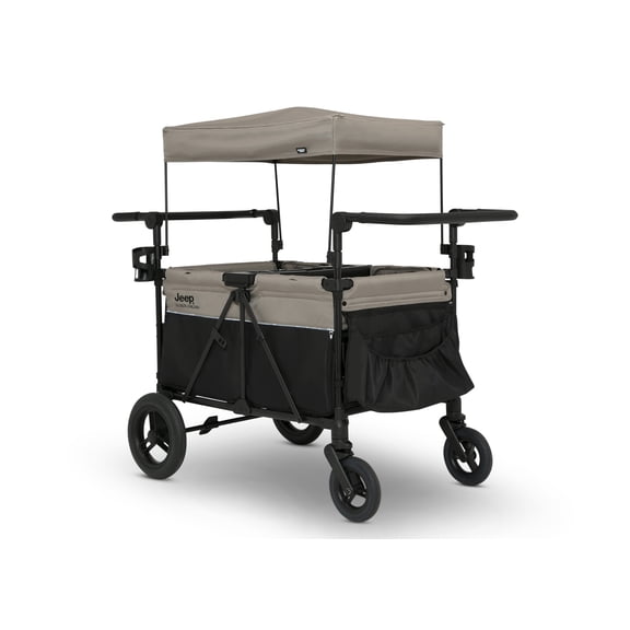 Open Box Jeep Gladiator 4-seater Stroller Wagon by Delta Children, Black and Tan