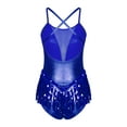thumbnail image 4 of DPOIS Women's Sequin Fringe Tassel Skirted Leotards Jazz Dance Bodysuit Costume Royal_Blue XXL, 4 of 7