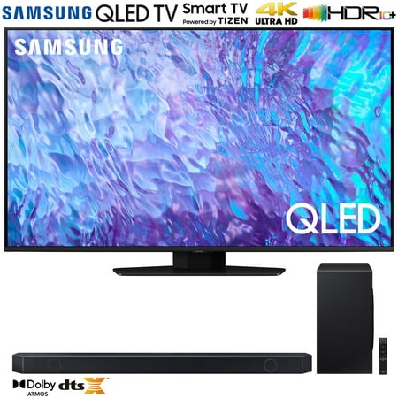 Samsung QN65Q80CA 65 Inch QLED 4K Smart TV (2023 Model) Bundle with Q-series 7.1.2 ch. Wireless Dolby ATMOS Soundbar w/ Q-Symphony
