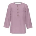 thumbnail image 3 of fheaev Henley Shirts For Women 3/4 Length Sleeve Tops T-Shirts Round Neck Basic Tee Button Tops Printed Cute Tunic Tee Blouses Loose Fit Pullover Dressy Shirts Casual Tops For Women, 3 of 3