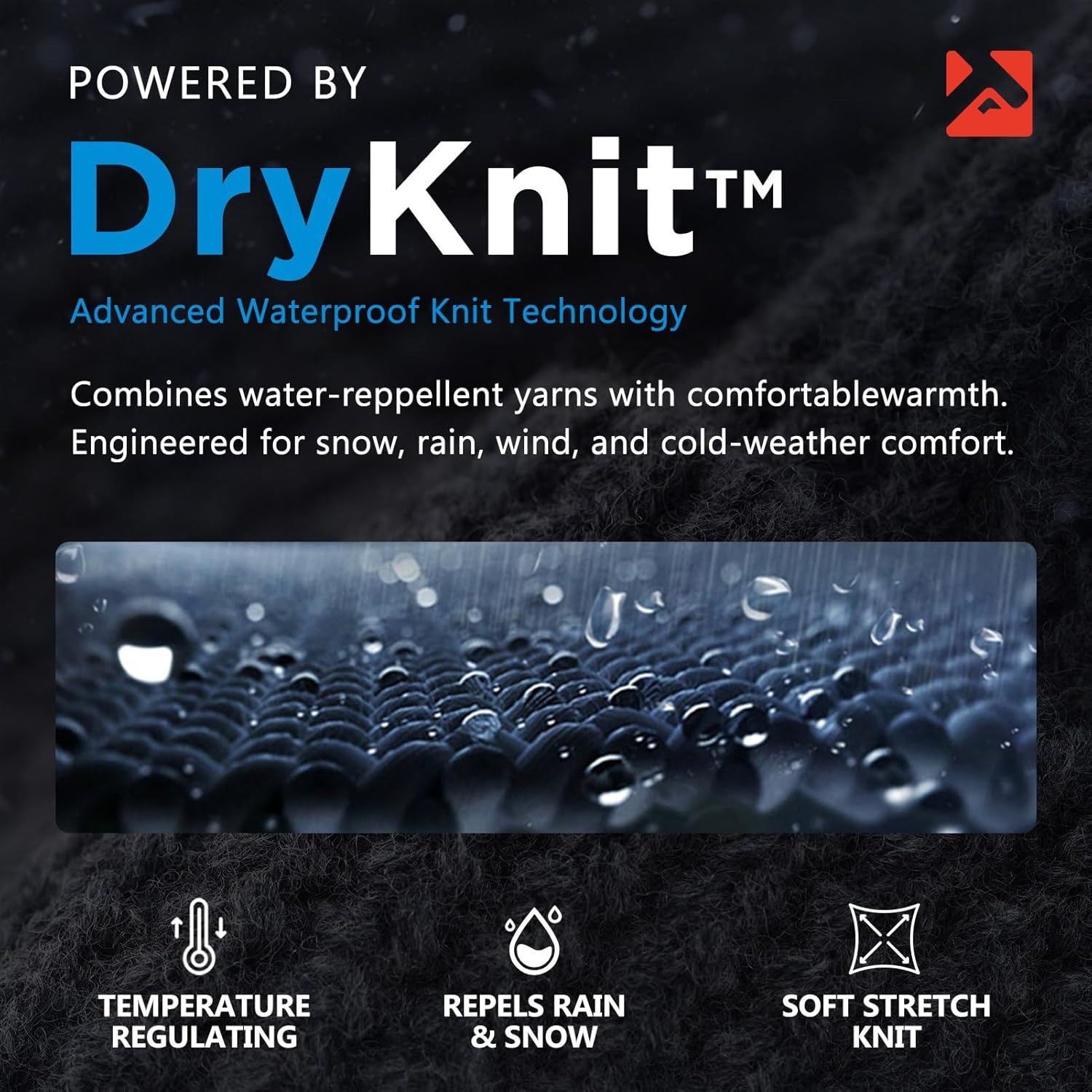 TOP-EX DryKnit™ Waterproof Visor Beanie Hat - Men Women Winter Merino Wool Fleece Lined Skull Cap, Cold Weather Gray, XL XXL XXXL Extra Large Big Head Oversize