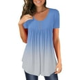 thumbnail image 2 of Women's Short Sleeve T-shirt Women'S Tunic Tops For Leggings Short Sleeve Shirts Up Casual Ruched Blouses Clothes,Blue Women's Short sleeve T-shirt XXXL, 2 of 5