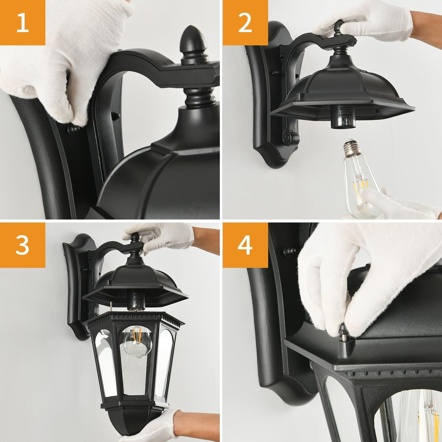Smeike Large Outdoor Light Fixture, 18.5”H Retro Exterior Wall Mount Lantern with Waterproof, Matte Black Outdoor Wall Lights with Clear Glass for Patio, Porch, Garage