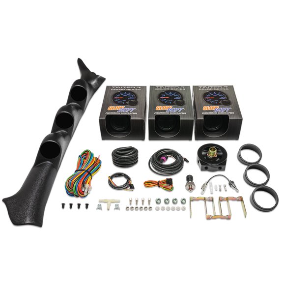 GlowShift | 2002-2007 Subaru Impreza Triple Pillar Pod with Tinted 7 Color Series 30 PSI Boost Vac Gauge, Oil Pressure Gauge & Oil Temperature Gauge