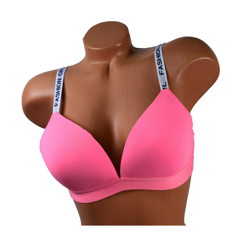 Pink Women Bras 6 Pack of Basic No Wire Free Wireless Bra B Cup C Cup Size  36C (S6647)