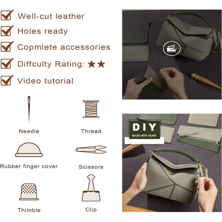 POPSEWING Leather Crossbody DIY Bag Kit, Designer Handbags for Women, DIY  Bag Kit for Girls, Shoulder Bag Leather Working Kit with Sewing Kit for