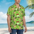 thumbnail image 5 of Easygdp Cute Green Frog Men's Hawaiian Shirts Print Lapel Short Sleeve for Beach, vacation, party, casual occasions - XX-Large, 5 of 9