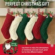 COWIN 6 Pack Knit Christmas Stockings, 18 Cable Knitted Stocking Decorations Xmas Rustic Farmhouse for Family Holiday Season, Burgundy, Ivory White, Green