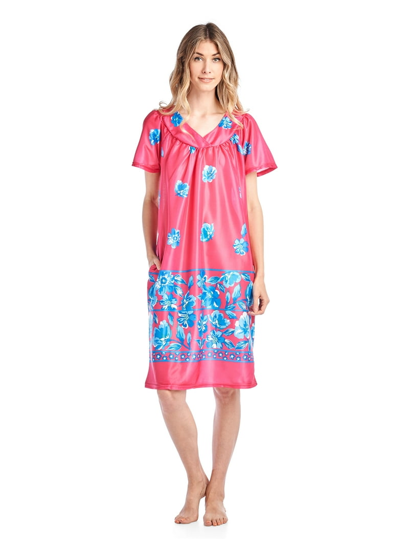mumumu  Casual Nights Women's Short Sleeve Muumuu Lounger Dress - Walmart.com