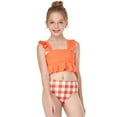 thumbnail image 5 of hoksml Swimsuit Toddler Baby Kids Girls Ruffles Print Two Piece Swimsuit Bathing Beach Swimwear Orange 152 Clearance, 5 of 9