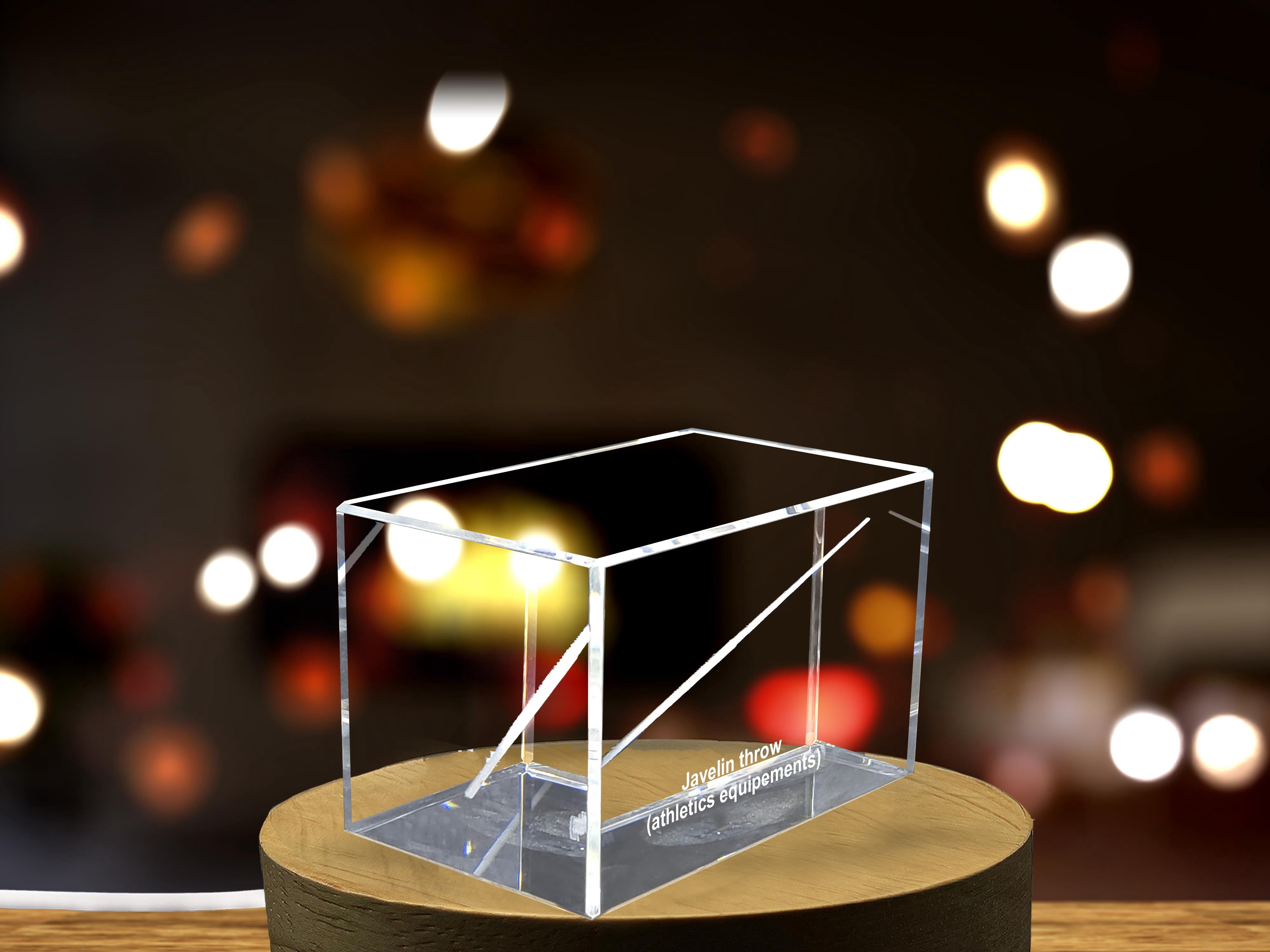 Javelin Thrower 3D Engraved Crystal Award - Elegant Desktop Trophy for Javelin Throwers