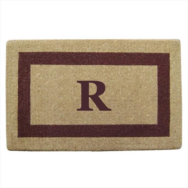Nedia Home 02023R Single Picture - Brown Frame 22 x 36 In. Heavy Duty Coir Doormat - Monogrammed R