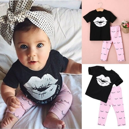 Newborn Infant Kids Baby Girls Batman T-shirt +Pant Outfits Clothes Set