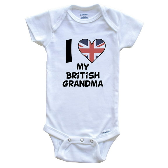 I Heart My British Grandma United Kingdom Flag Baby Bodysuit, 0-3 Months White