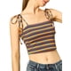 thumbnail image 1 of INSPIRAR CHIC Blusas de tirantes de verano a rayas con lazo para mujeres M Multicolor Negro, 1 of 8