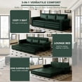 thumbnail image 4 of 93.7" King Size Sleeper Sofa Bed, Pull Out Sofa Bed, Velvet Upholstery, 3 in 1 Convertible Sleeper Couch, Chaise Lounge, Retro Recliner for Living Room, Office, Apartment, Green, 4 of 9