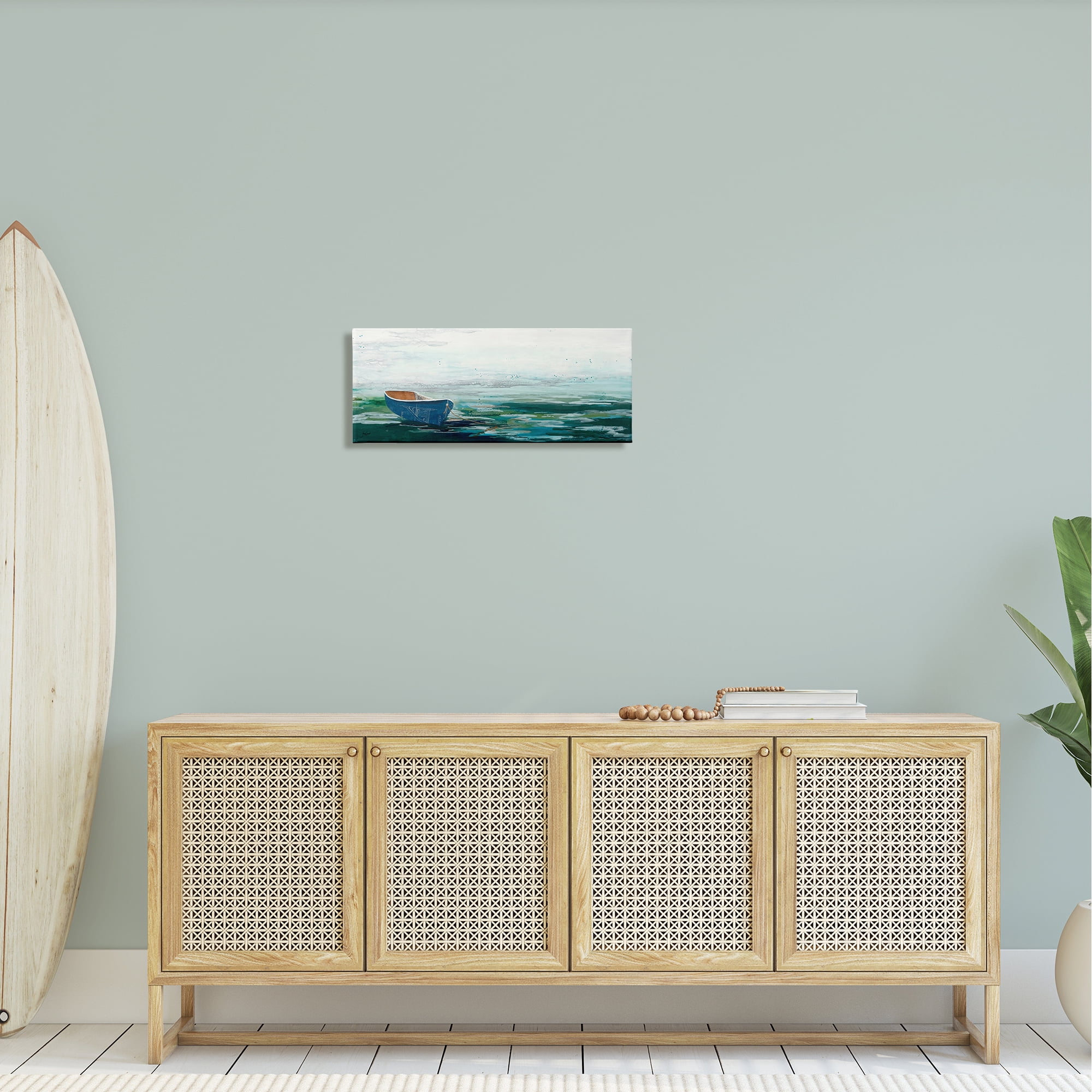 Stupell Industries Lone Dinghy Boat Floating Ocean Water Collage Painting Gallery Wrapped Canvas Print Wall Art, Design by Stacy Gresell