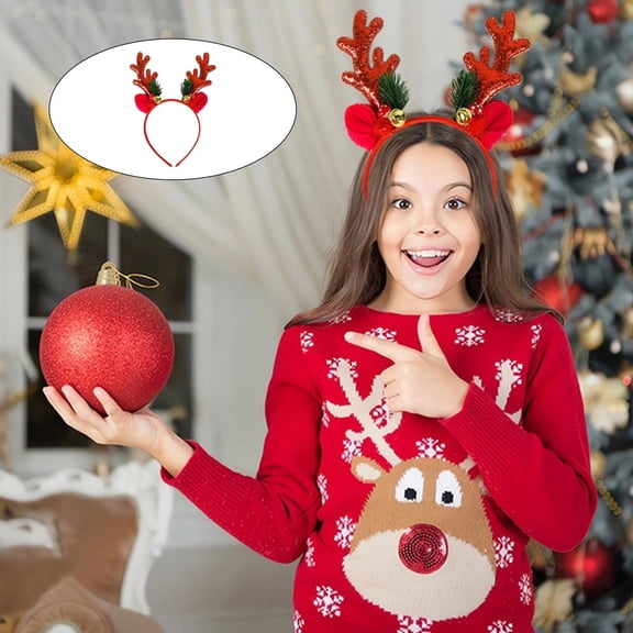 Reindeer Headband Novelty Christmas Accessories for Parties Women's Headwear with Ears
